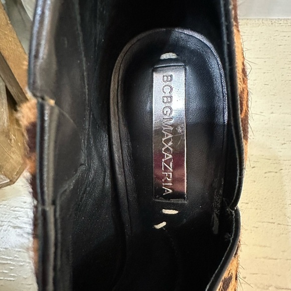 BCBGMAXAZRIA Darien Peep Toe Bootie High Heel Leopard Leather Women's sz 5.5 - Picture 6 of 10